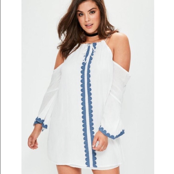 Missguided + Dresses & Skirts - 💙Missguided Plus Size White & Blue Dress
